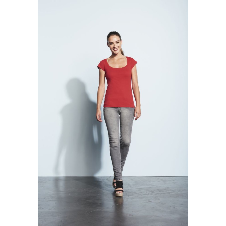 Футболка женская с глубоким вырезом Melrose 150 лимонно-желтая, S