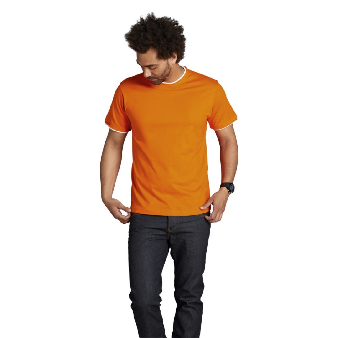 Футболка мужская с контрастной отделкой Madison 170, оранжевый/белый, XL