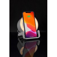 Лампа с колонкой и беспроводной зарядкой moonLight, белая