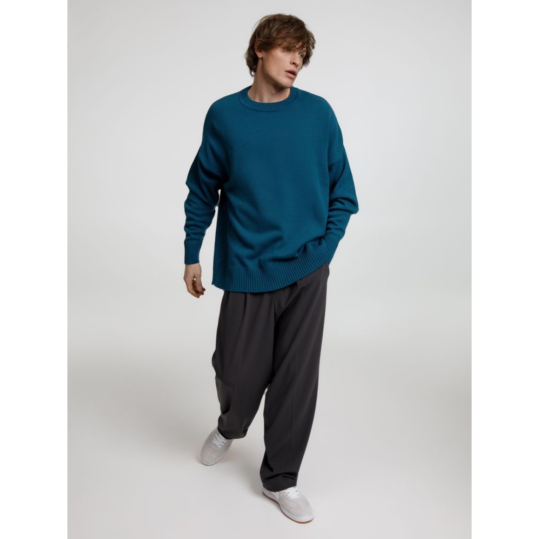 Джемпер оверсайз унисекс Stated в сумке, синий (морская волна), размер S/M