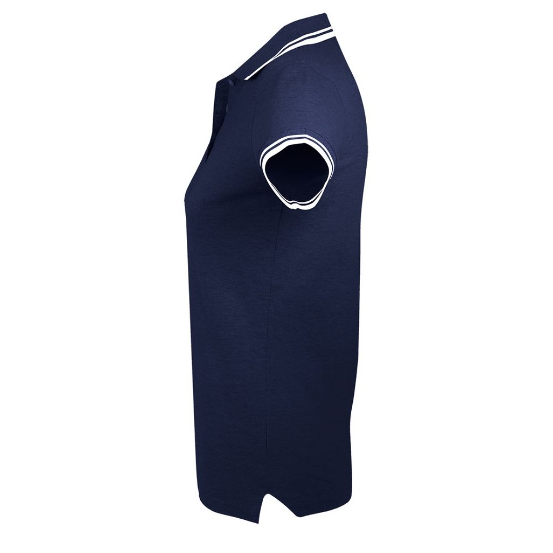 Рубашка поло женская Pasadena Women 200 с контрастной отделкой, темно-синяя с белым