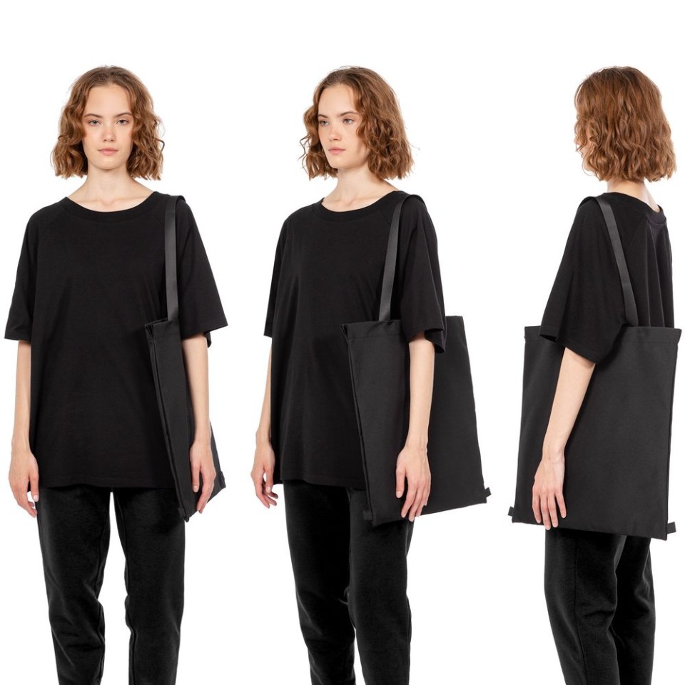 Шопер B3, черный с черными ручками