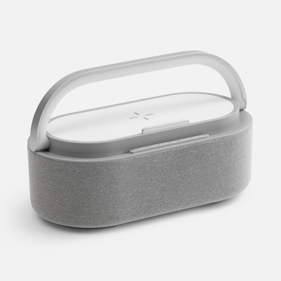 Колонка с часами и беспроводной зарядкой Veske ver.2, серая