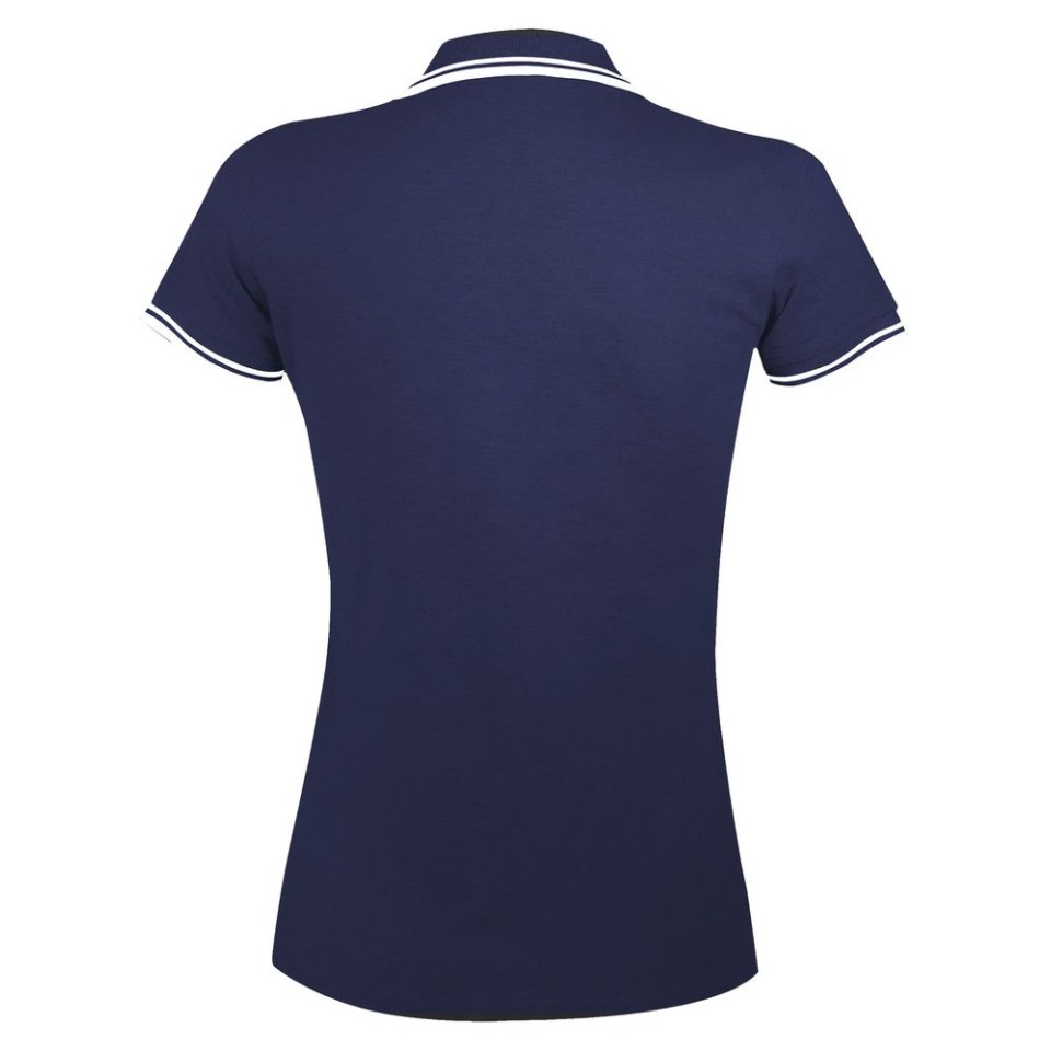 Рубашка поло женская Pasadena Women 200 с контрастной отделкой темно-синяя с белым, L