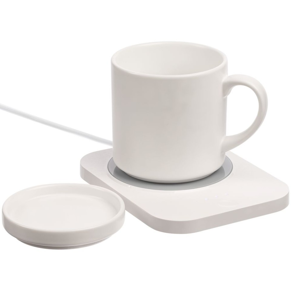 Кружка с подогревом и беспроводной зарядкой dualBase plus, белая