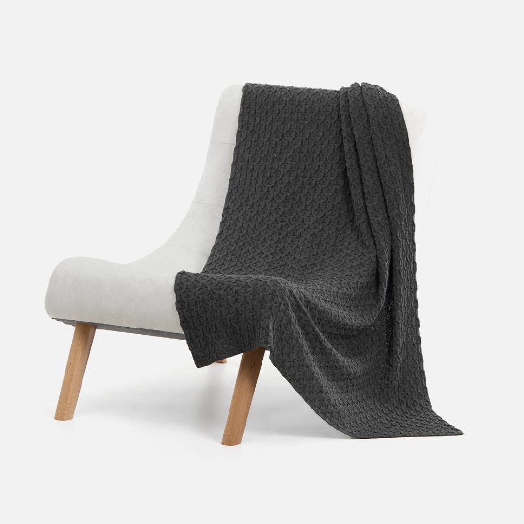 Плед Braidera, темно-серый меланж (асфальт)