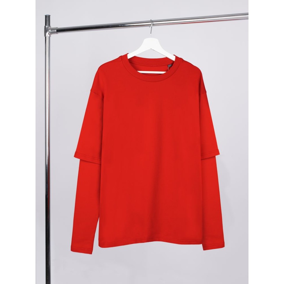 Футболка оверсайз с двойным рукавом Kosmos, красная, размер XS/S