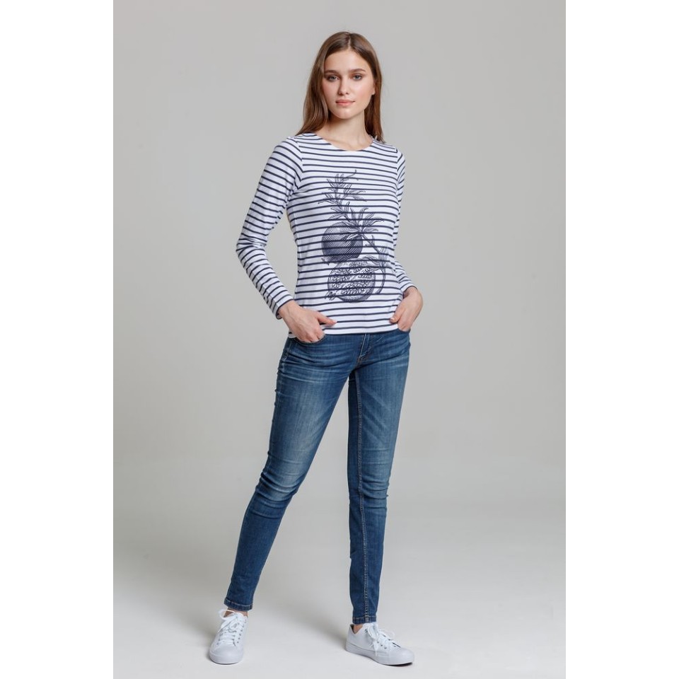 Футболка женская Grand Granat, белая с синим, M