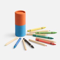 Набор цветных карандашей с мелками Kiddo Tube, голубой с оранжевым