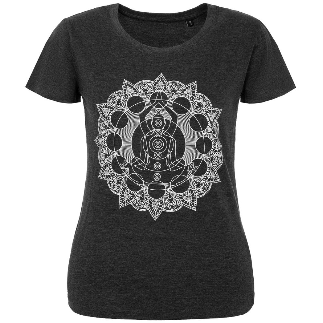 Футболка женская Chakraday, черный меланж, S