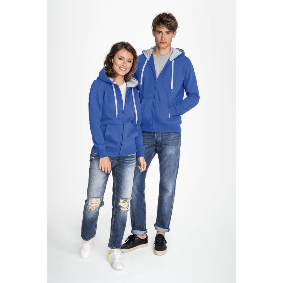 Толстовка мужская на молнии Soul men 290 с контрастным капюшоном черная, S