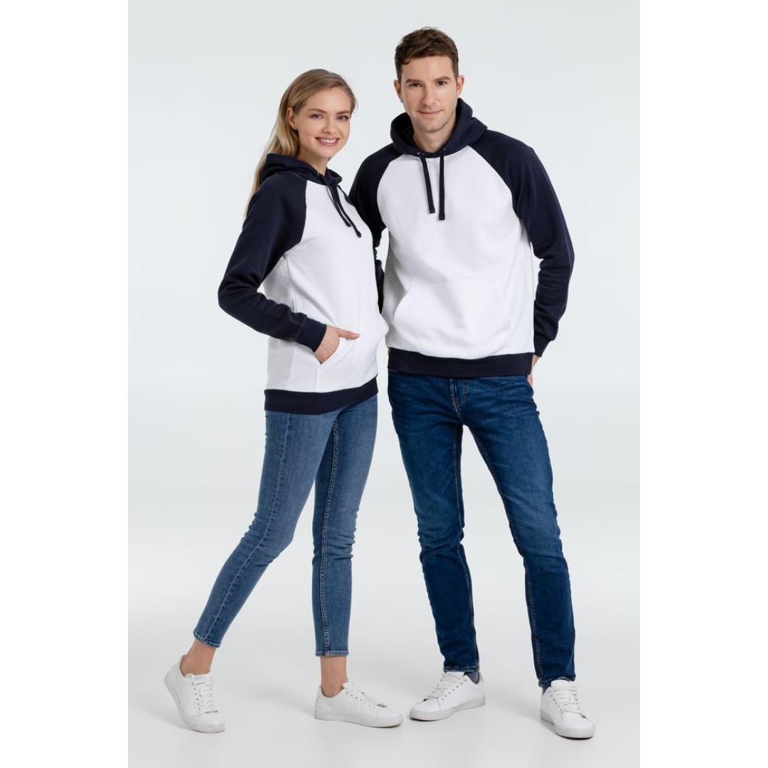 Толстовка унисекс Seattle белая с темно-синим, XS