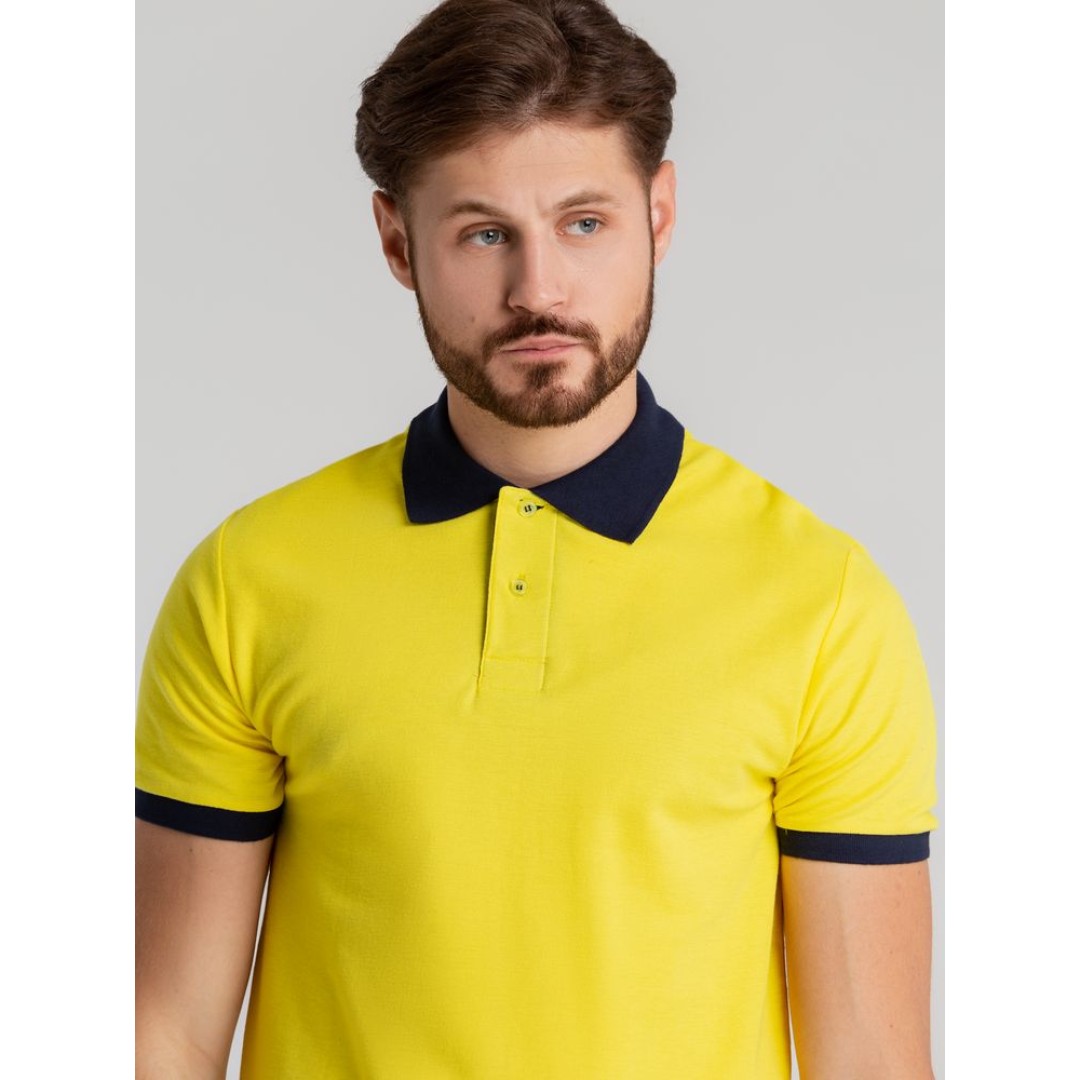 Рубашка поло Prince 190, желтая с темно-синим, M