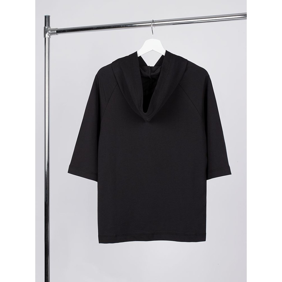 Футболка оверсайз унисекс с капюшоном Neofit, черная, размер XS/S