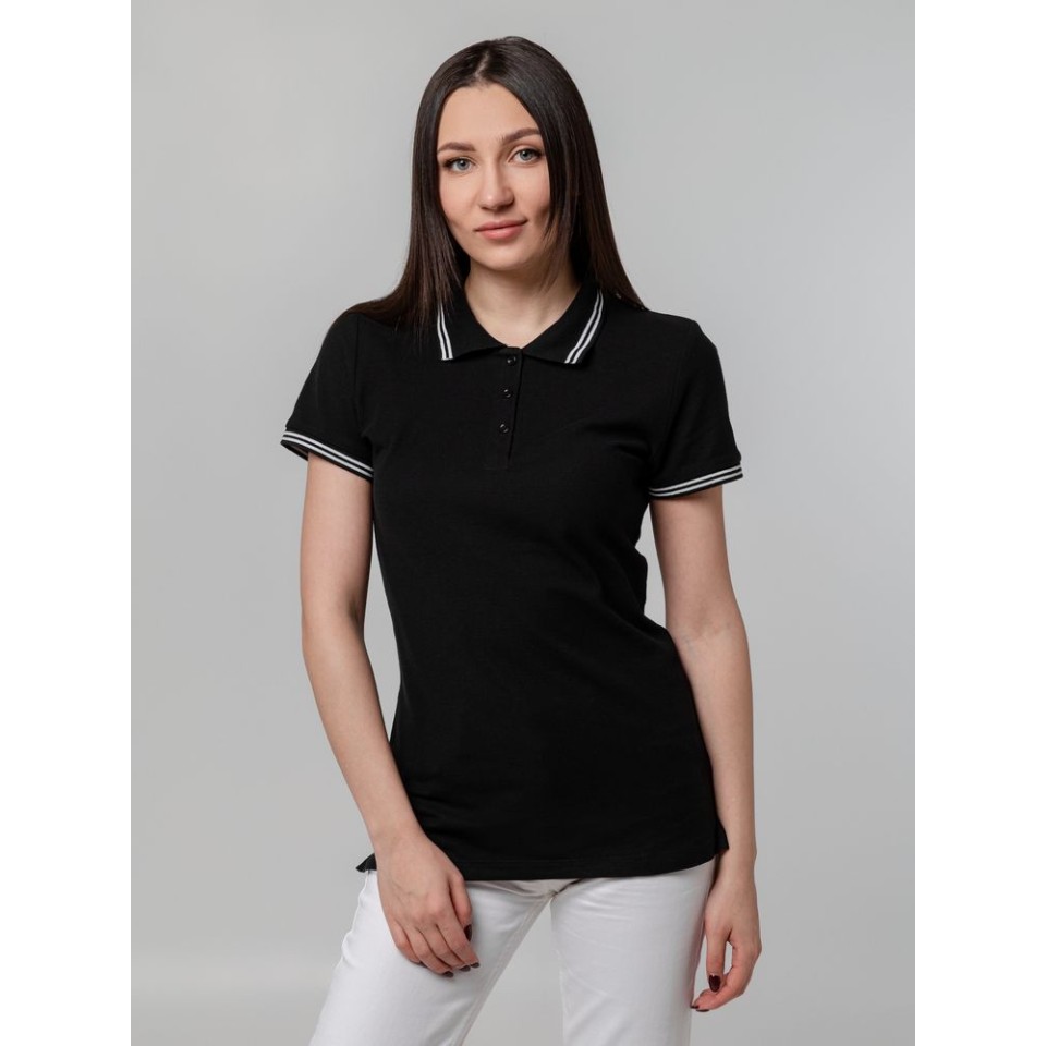 Рубашка поло женская Virma Stripes Lady, черная, XXL