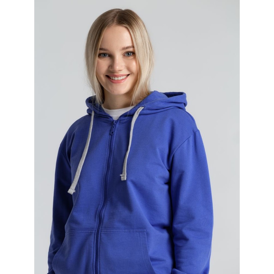 Толстовка на молнии с капюшоном Unit Siverga , ярко-синяя