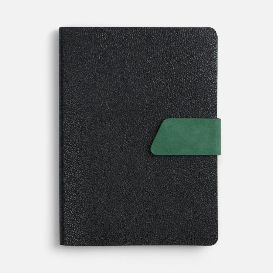 Ежедневник Boom, недатированный, черный с зеленым