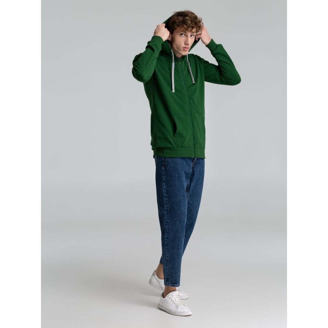 Толстовка с капюшоном на молнии Unit Siverga Heavy, темно-зеленая