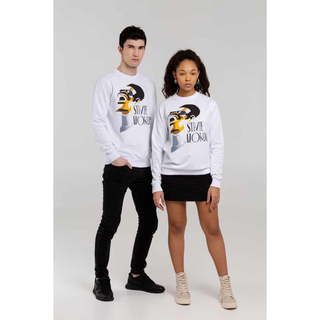 Толстовка «Меламед. Stevie Wonder», белая, XS