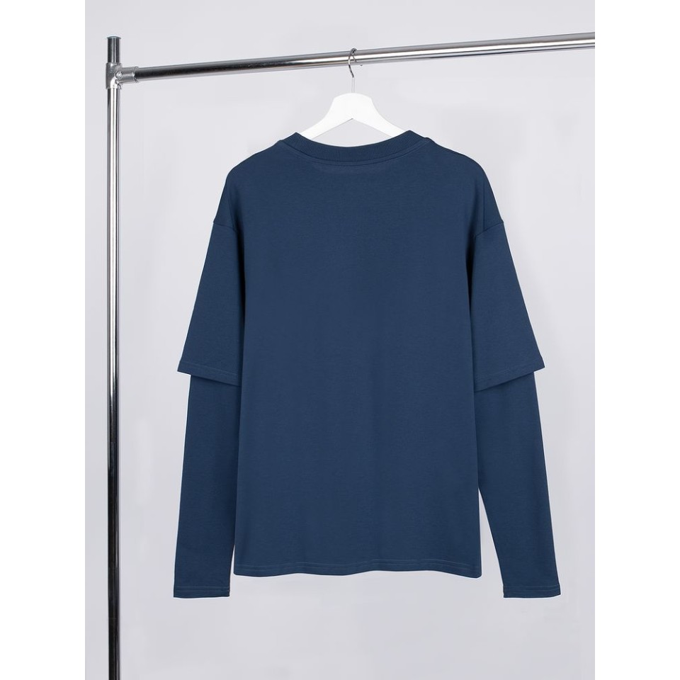 Футболка оверсайз с двойным рукавом Kosmos, темно-синяя, размер XS/S