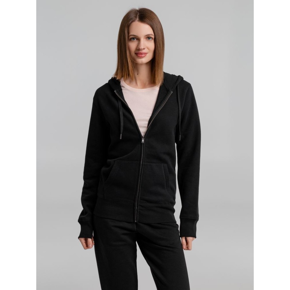 Толстовка на молнии с капюшоном унисекс King, черная