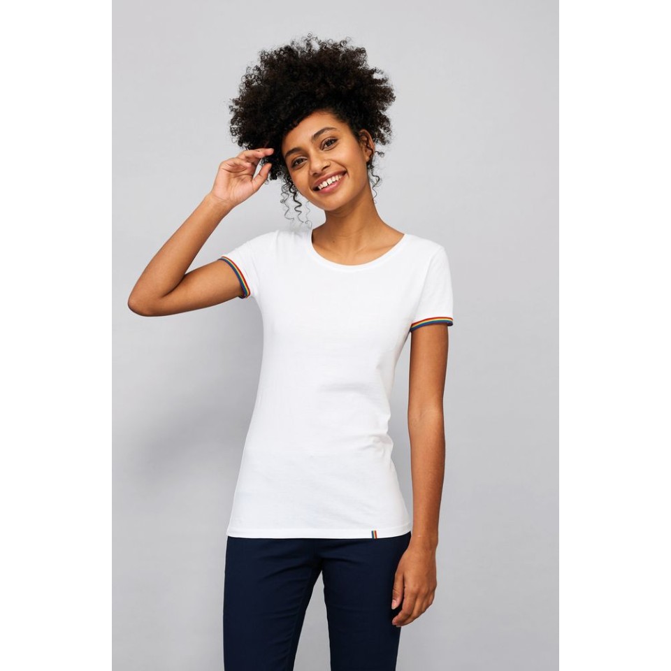 Футболка женская Rainbow Women, белая с ярко-синим, L