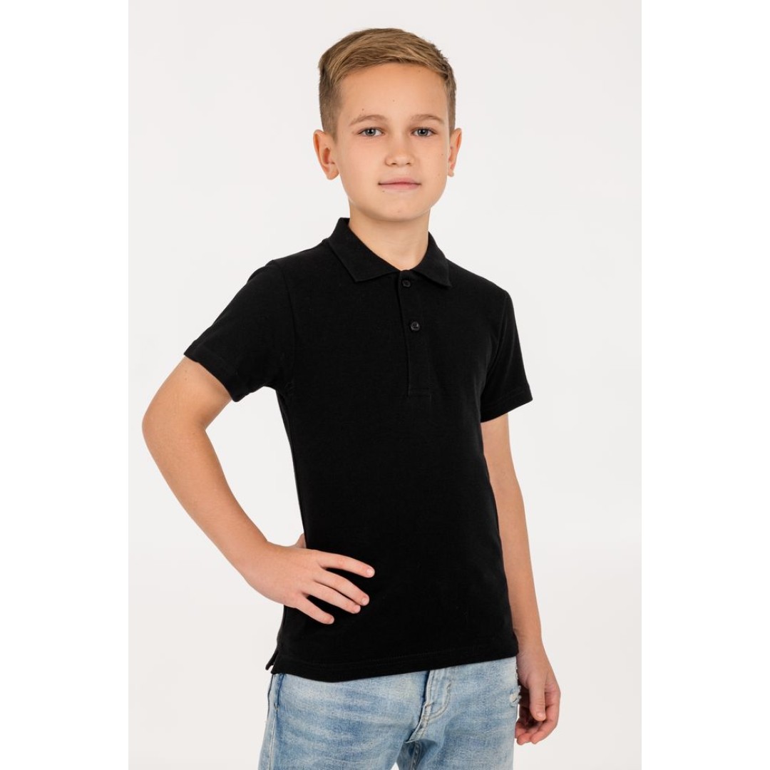 Рубашка поло детская Virma Kids, черная, 6 лет