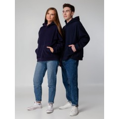 Худи флисовое унисекс Manakin, темно-синее, размер XS/S
