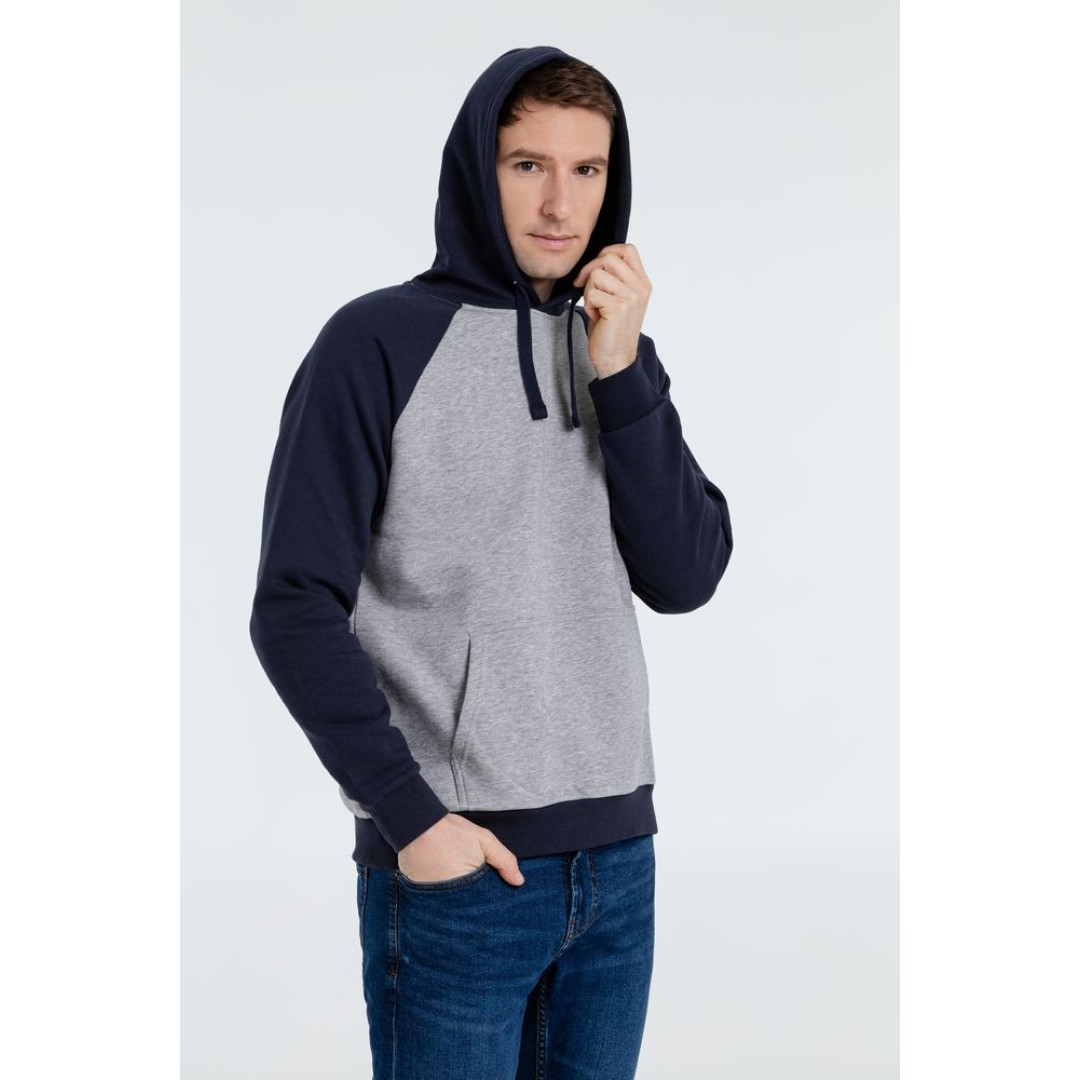 Толстовка унисекс Seattle серый меланж/темно-синий, 3XL