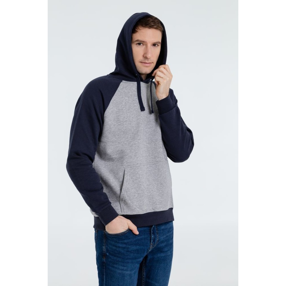 Толстовка унисекс Seattle, серый меланж с темно-синим