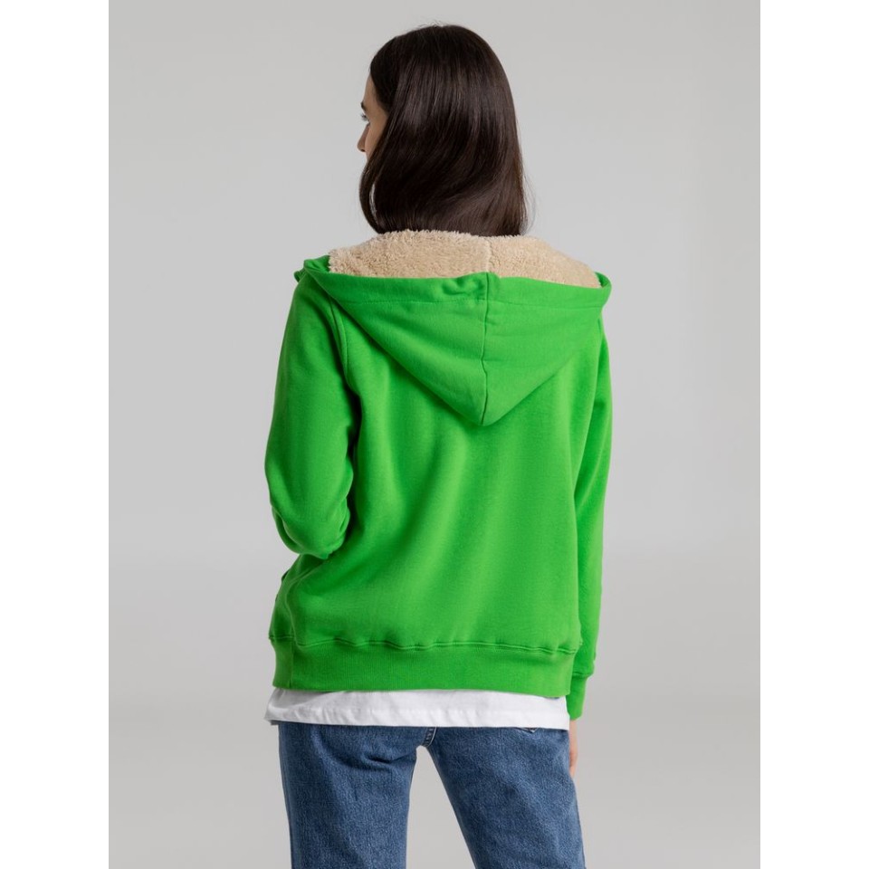 Толстовка унисекс на молнии Sherpa 280, ярко-зеленая, XXS