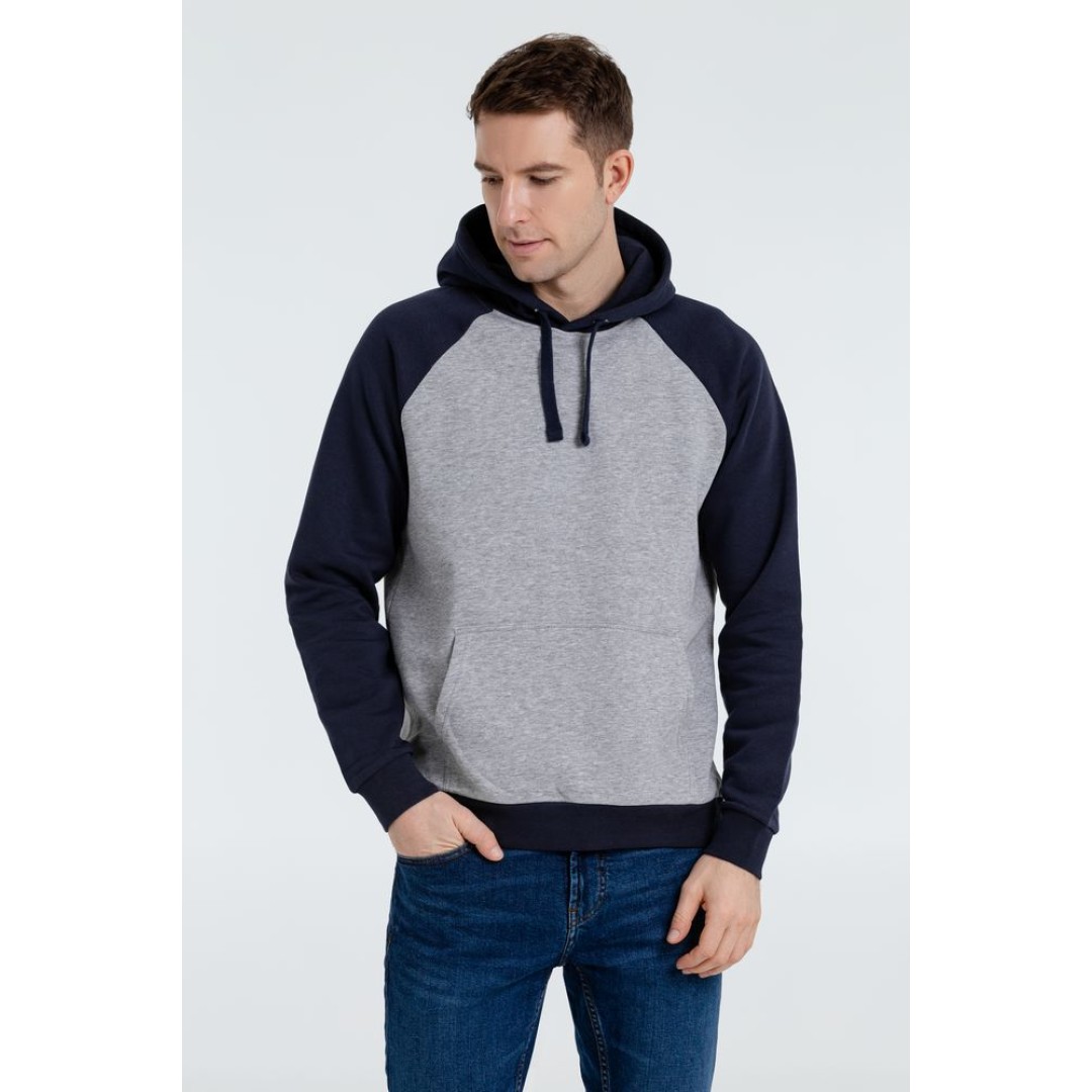 Толстовка унисекс Seattle серый меланж/темно-синий, 3XL