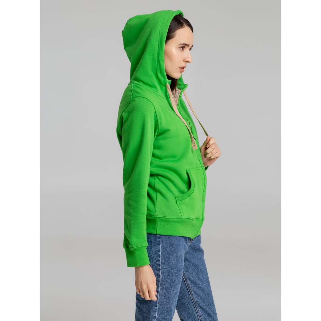 Толстовка унисекс на молнии Sherpa 280, ярко-зеленая