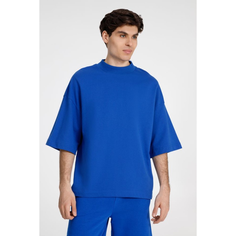 Футболка оверсайз унисекс T9, синяя, размер XS/S