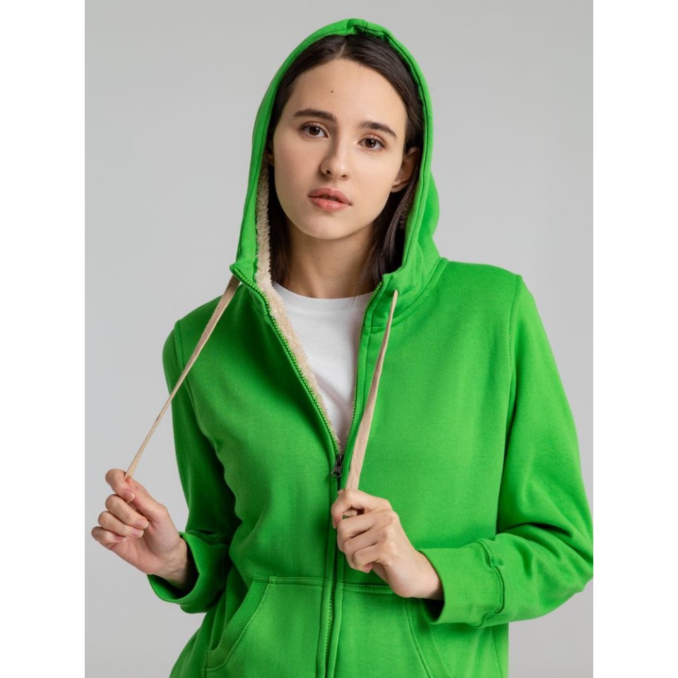 Толстовка унисекс на молнии Sherpa 280, ярко-зеленая, XXS