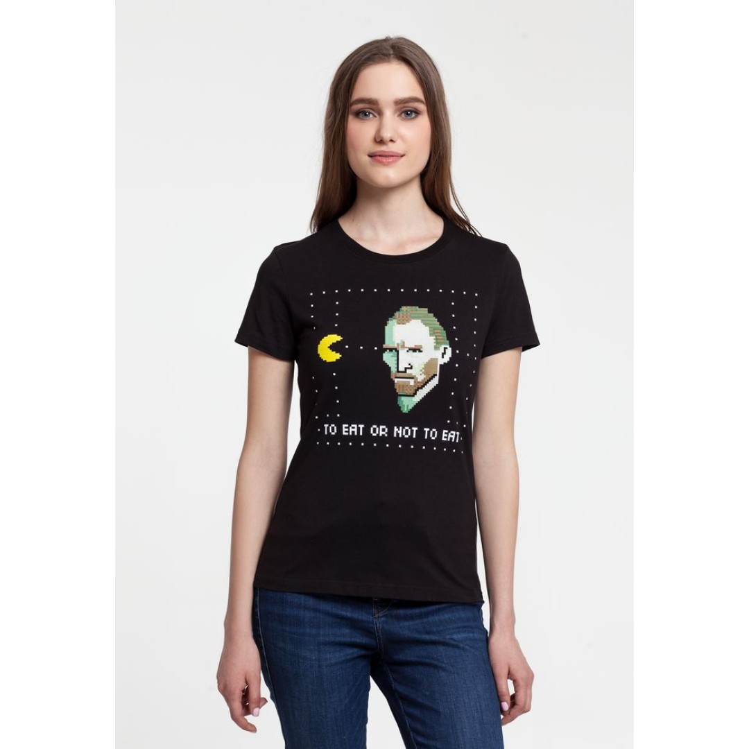 Футболка женская «Ван-Пакман», черная, L