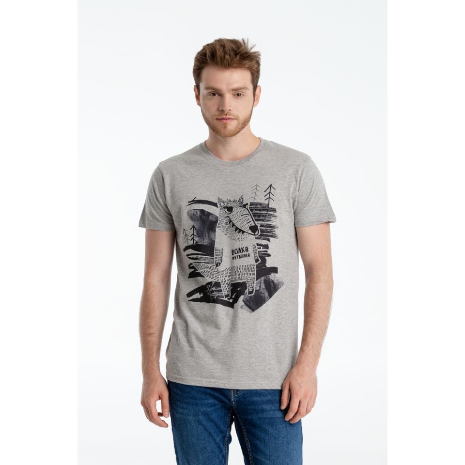 Футболка «Волка футболка», серый меланж, S