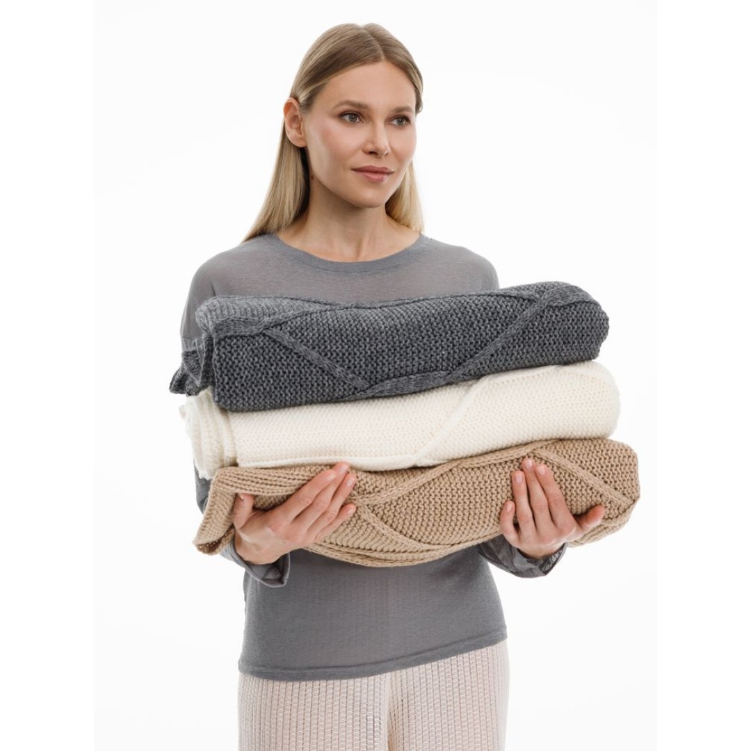 Плед Curve Verve, бежевый меланж