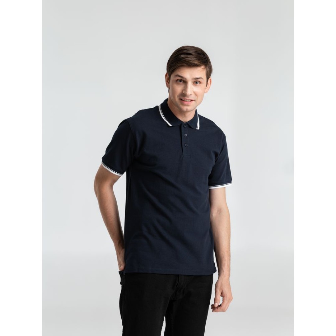 Рубашка поло мужская с контрастной отделкой Practice 270, темно-синий/белый, L