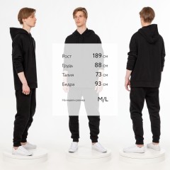 Худи унисекс H2, черное, размер XS/S