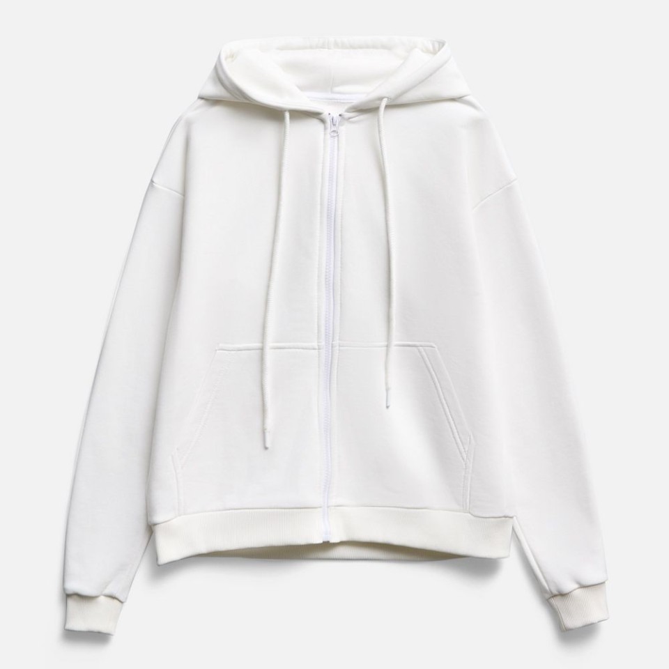 Толстовка унисекс оверсайз на молнии Zippy Terry, белая