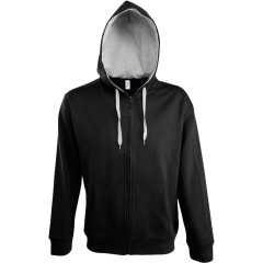 Толстовка мужская на молнии Soul men 290 с контрастным капюшоном черная, M