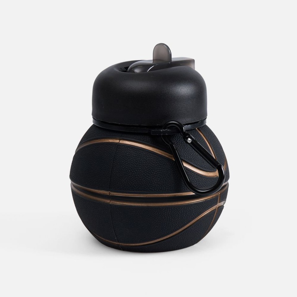 Складная бутылка для воды Basketball Flex, черная