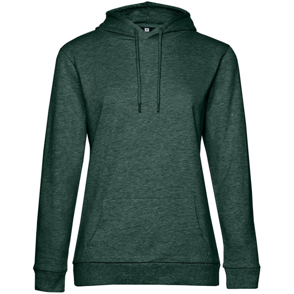 Толстовка с капюшоном женская Hoodie, темно-зеленый меланж, L