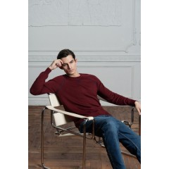 Джемпер Stitch с контрастной отделкой, серый с бордовым, S