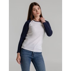 Футболка женская с длинным рукавом Milky LSL белая с темно-синим, S