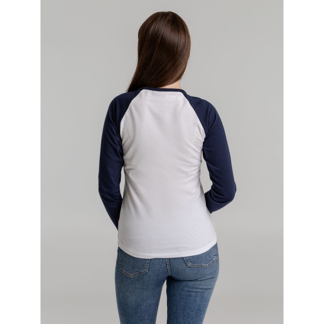 Футболка женская с длинным рукавом Milky LSL белая с темно-синим, S