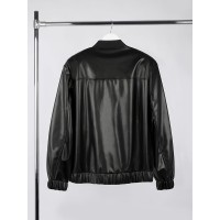 Бомбер из искусственной кожи Univer, черный, размер XS/S