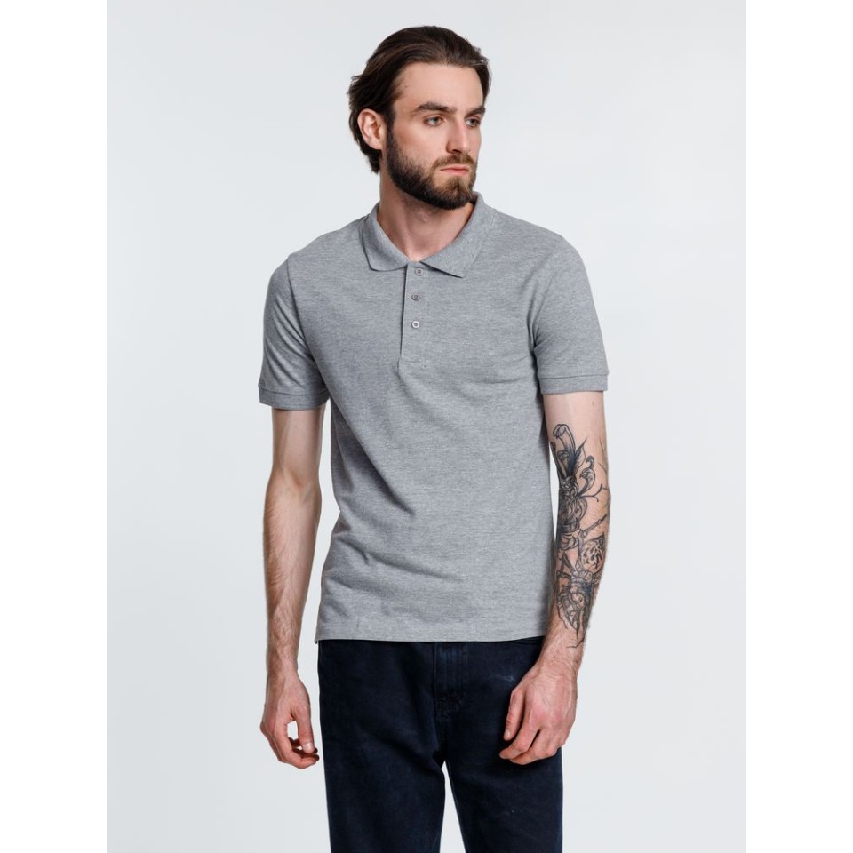 Рубашка поло мужская Adam, серый меланж, размер M