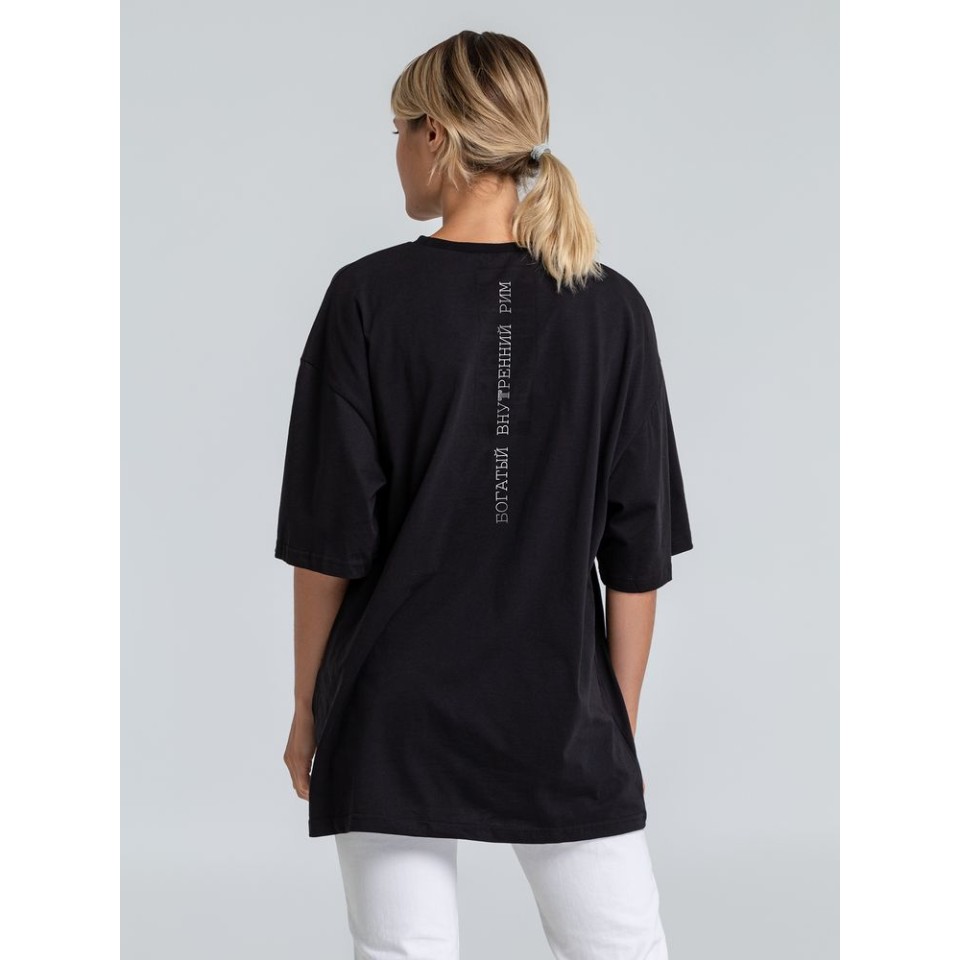 Футболка оверсайз «Внутренний Рим», черная, размер XS/S